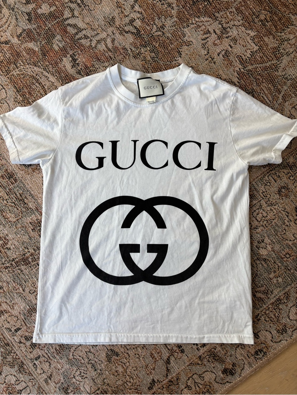 Gucci White Tee Classic Black logo